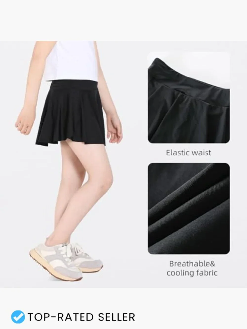 Girls Skort Athletic Tennis Shorts Flowy High Waist with Pocket Kids Sporty